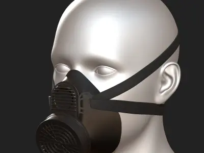 Gas mask respirator scifi futuristic 3d  Low-poly 3D model