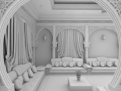 islamic arabic moroccan arch portal wall panel Free low-poly 3D model