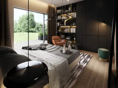 Bedroom Interior Scene for Cinema 4D and Redshift 3D model