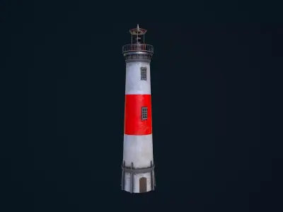Lighthouse with stripes Low-poly 3D model