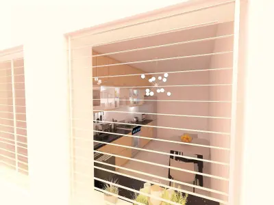 Kitchen window with blinds 3D model