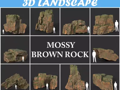 Low poly Brown Rock 190829 Low-poly 3D model