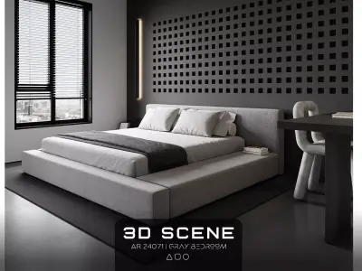 AR-24071 Gray Bedroom - Bedroom 3D Scene 3D model