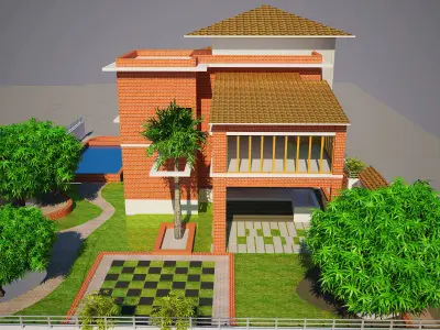Vila or duplex building  3D model