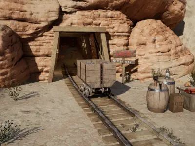 Desert Mining Props Low-poly 3D model