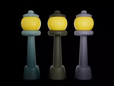 Stylized Street Light Pack Low Poly Cartoon Light Low-poly 3D model