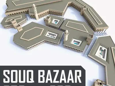 Souq Bazaar Market Low-poly 3D model