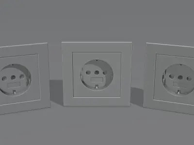 Plug Socket Europe Low-poly 3D model