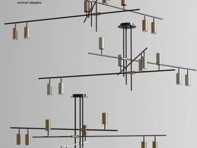 Minimalist Designer Chandelier Swivel Shades 3D model