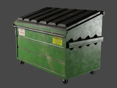 Dumpster trash can on wheels Low-poly 3D model