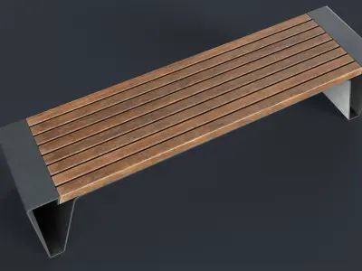 Modern Outdoor Bench 6 PBR Game Ready Low-poly 3D model