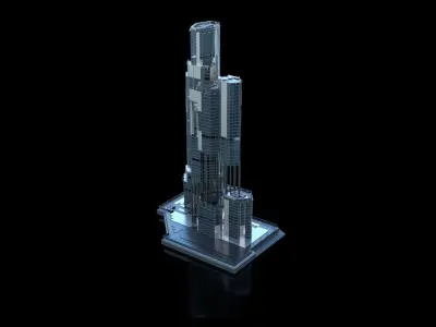 Futuristic Future Modern City Building Skyscraper 07 3D model