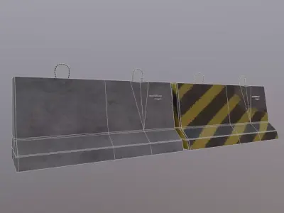 Concrete Road Block Barricade - Jersey Barrier Low-poly 3D model
