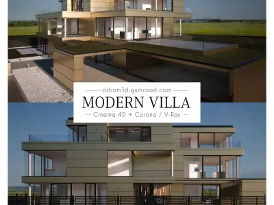 Modern Villa for Cinema 4D with Corona and V-Ray 3D model