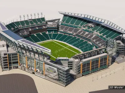 Lincoln Financial Field Stadium - Philadelphia USA  Low-poly 3D model