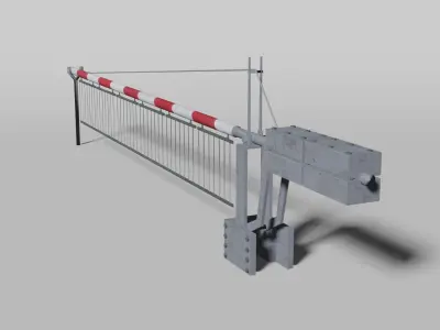 Railway crossing gate Low-poly 3D model