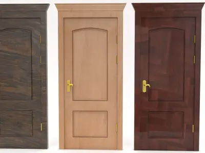 exterior interior wooden door set Low-poly 3D model