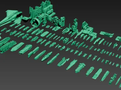 SPACESHIPS LOW-POLY SET 04 - 125 items 3D model