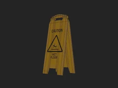 Wet Floor Caution Sign Low-poly 3D model