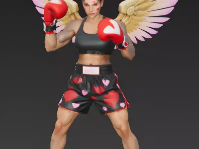 Valentine Vixen Angel Boxer Character 3D Model Low-poly 3D model