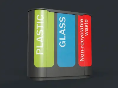 Street Trash Can 29 PBR Game Ready Low-poly 3D model
