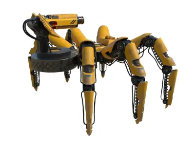 Mecha Spider robot Low-poly 3D model