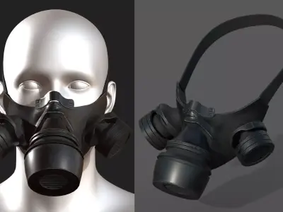 Gas mask black protection futuristic fantasy  Low-poly 3D model