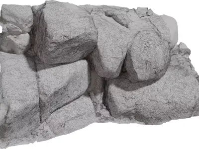 Photorealistic Boulder Wall Low-poly 3D model