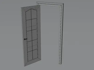 Low-Poly Door with glass Low-poly 3D model