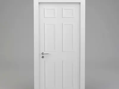White Panel Door Low-poly 3D model