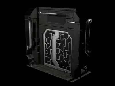 Low-Poly Sci-Fi Modular Corridor Low-poly 3D model