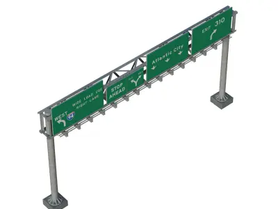 Highway Sign 05 Low-poly 3D model