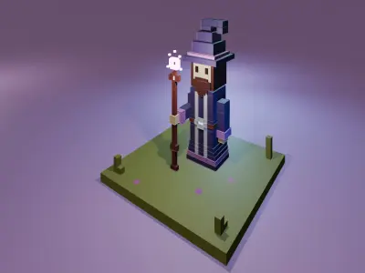 Voxel Wizard Low-poly 3D model