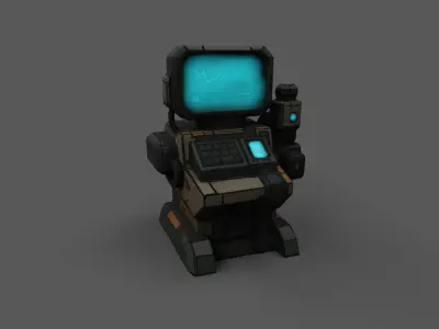 Low Poly Sci-Fi Computer Console Stylized Space Station Prop Low-poly 3D model