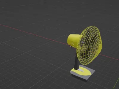 Yellow fan model whose propeller can be rotated  3D model