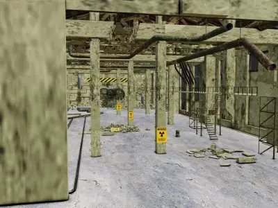 Old Factory building Low-poly 3D model