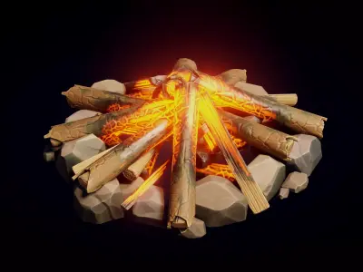 Stylized Campfire - Game Ready 3D Model Low-poly 3D model