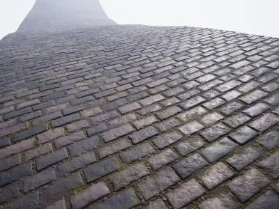 Procedural cobblestone material Low-poly 3D model