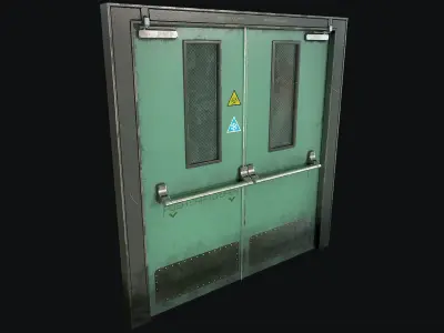 Closed Hospital Door Low-poly 3D model