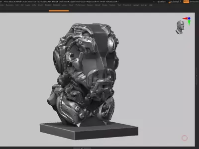 robot head bust a12 3d print model 3D print model