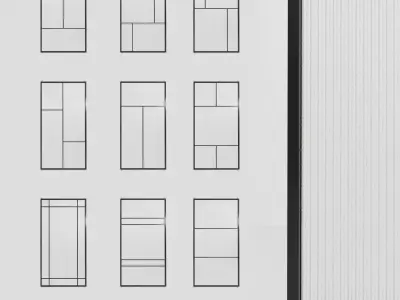 3 Glass partition door Set  9 partition models 3D Model Pack