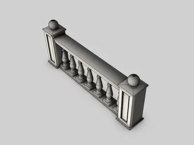 Baluster balcony railing 3D model