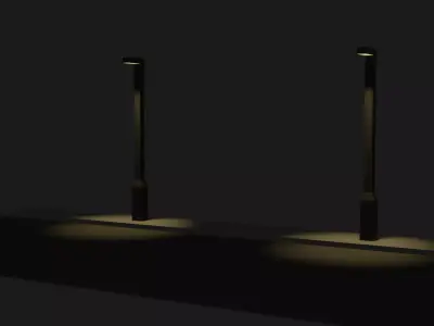 Low-Poly Street With Street Lamps Low-poly 3D model