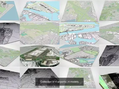 Collection of 4 airports 3D Model Pack