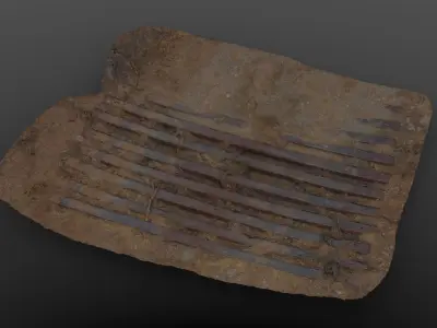 Cattle Guard Road 3D Model Asset - 16K Textures Low-poly 3D model