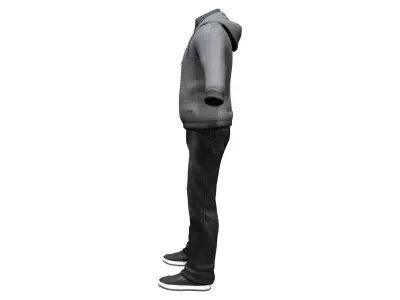 Casual Hoody Street Full Outfit Low-poly 3D model