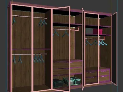 Wardrobe with doors and drawers 3D model buy