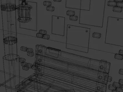 Dark London Atmospheric 3D Scene in Blender Low-poly 3D model