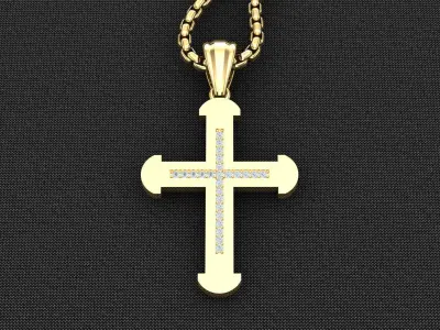 High Cross Pendant Light Gold 18K 3CP084 3D model
