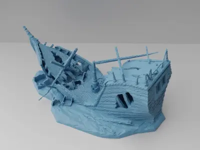 Sunken Ship Remains Tabletop Terrain 28 mm 3D print model